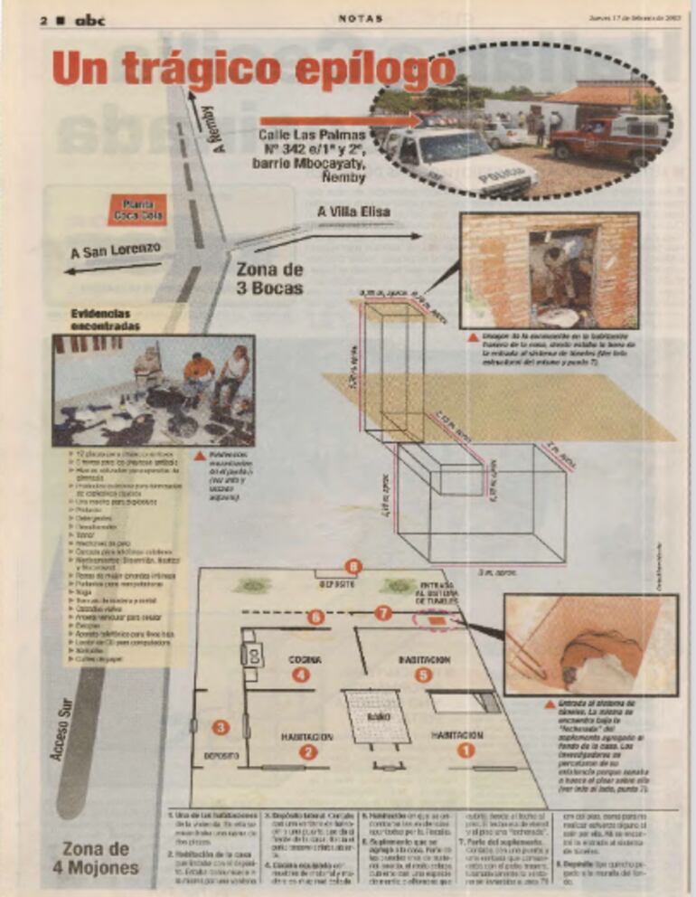 Túnel en el cual fue hallado el cuerpo de Cecilia Cubas.