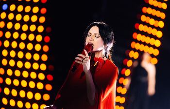 La cantante italiana Laura Pausini, durante una actuación en el año 2023.