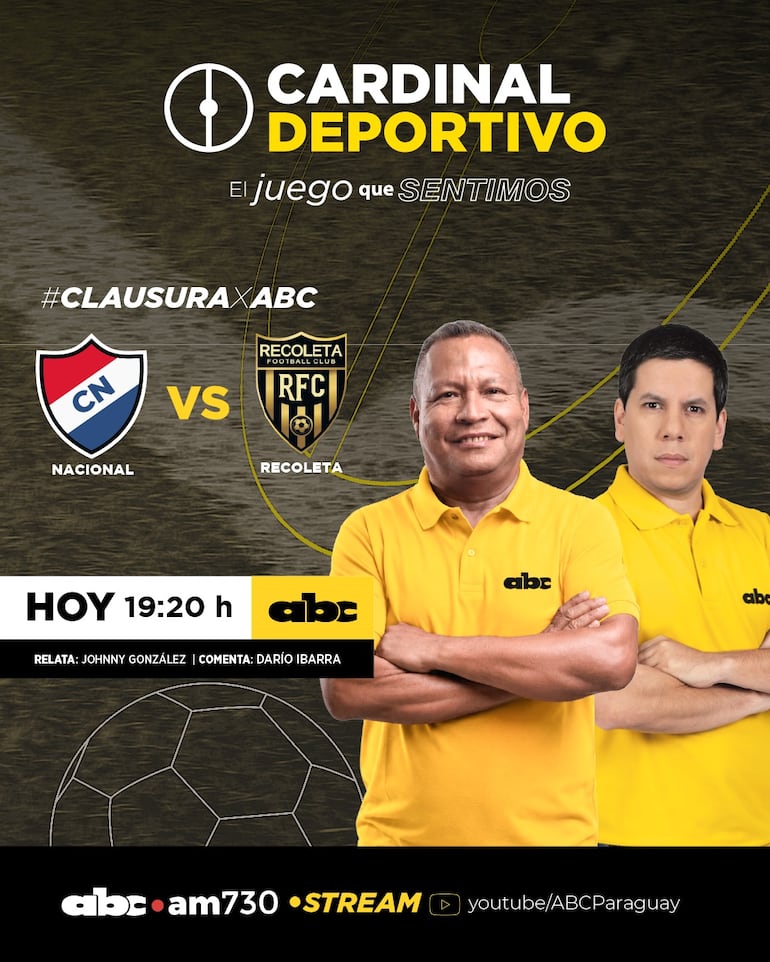 Nacional vs. Recoleta FC, por ABC Cardinal 730 AM y ABC Paraguay en Youtube.