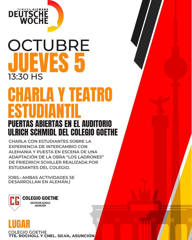 Para celebrar un año más el aniversario del Día de la Unidad de su país, los organizadores de la Semana de Alemania programaron en su agenda de actividades, eventos para agasajar con entretenimientos de calidad y pensados, no solo para el disfrute de una sola franja etaria, sino con el objetivo de que estas propuestas sean, principalmente, una oportunidad para que el público de todas las edades interesado en conocer más sobre la cultura germana pueda acceder a ella y de manera gratuita.