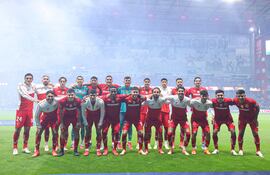 Los integrantes del plantel de Toluca, quienes se adjudicaron el boleto a la final del orneo Apertura 2025 del fútbol mexicano.