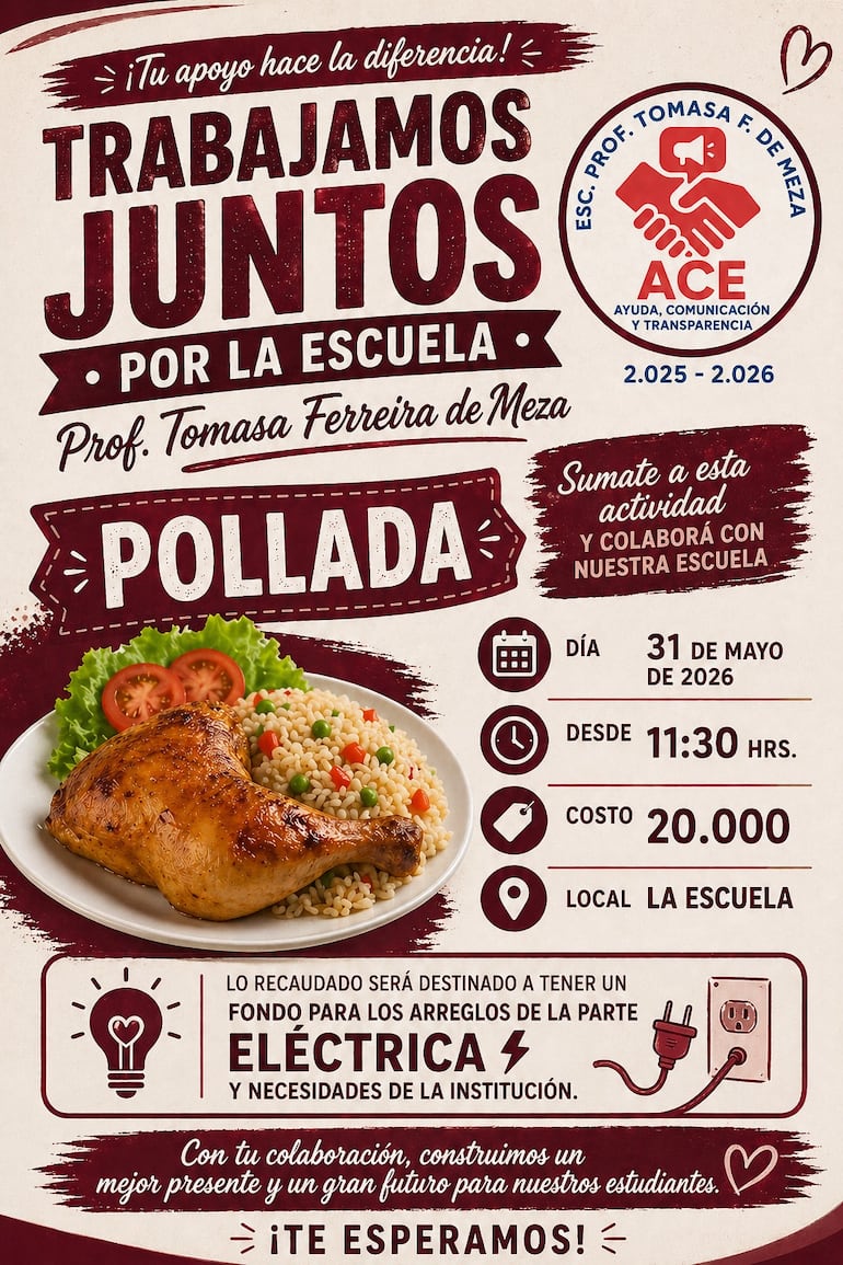 En la Escuela Tomasa de Ferreira de Mesa los padres están vendiendo polladas a G. 20.000 para arreglar la institución.