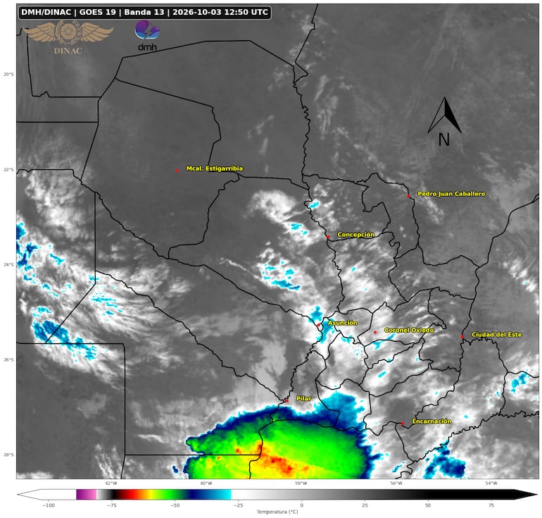Mapa satelital de la Dirección de Meteorología e Hidrología
