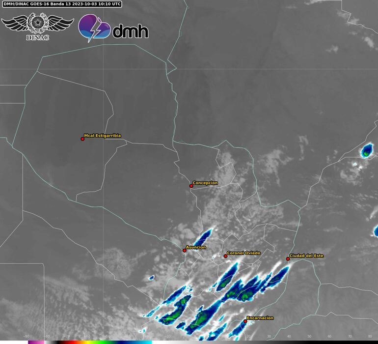 Imagen satelital de la tormenta.