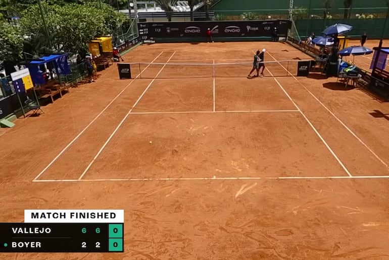 Final del partido, triunfo de Dani Vallejo sobre el norteamericano Tristan Boyer, por doble 6/2.