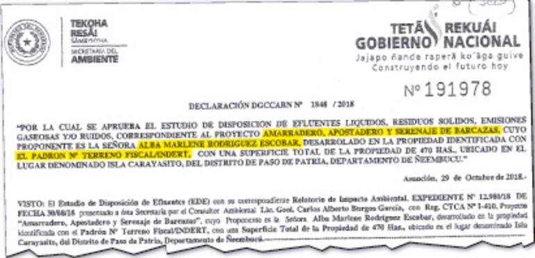 Declaración emitida por la Seam (hoy Mades) a favor de Alba Rodríguez Escobar.