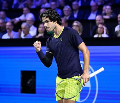 Carlos Alcaraz (23 años) festeja su clasificación a los cuartos de final del torneo ATP 500 de Viena.