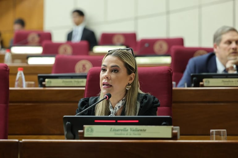 Senadora Lizarella Valiente. Foto : Gentileza de la Cámara de Senadores.
