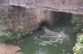Agua verdoso vertido por la Essap en el Arroyo Pindoty de esta ciudad.