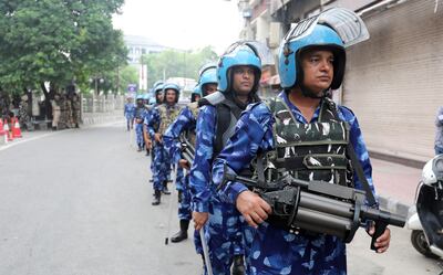 Soldados indios en Jammu, Cachemira.