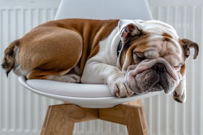Bulldog inglés durmiendo.