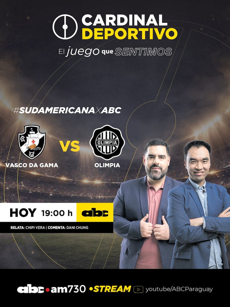 Vasco da Gama vs. Olimpia, por ABC Cardinal 730 AM y ABC Paraguay en Youtube.