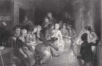 Ilustración de J. M. Wright y Edward Scriven para el poema “Halloween”, de Robert Burns.