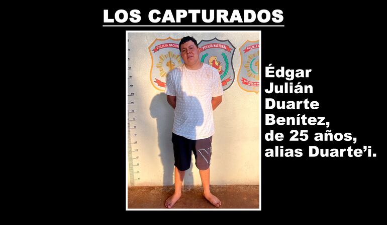 Édgar Julián Duarte Benítez, alias Duarte'i, supuesto sicario capturado en San Pedro de Ycuamandyyú.