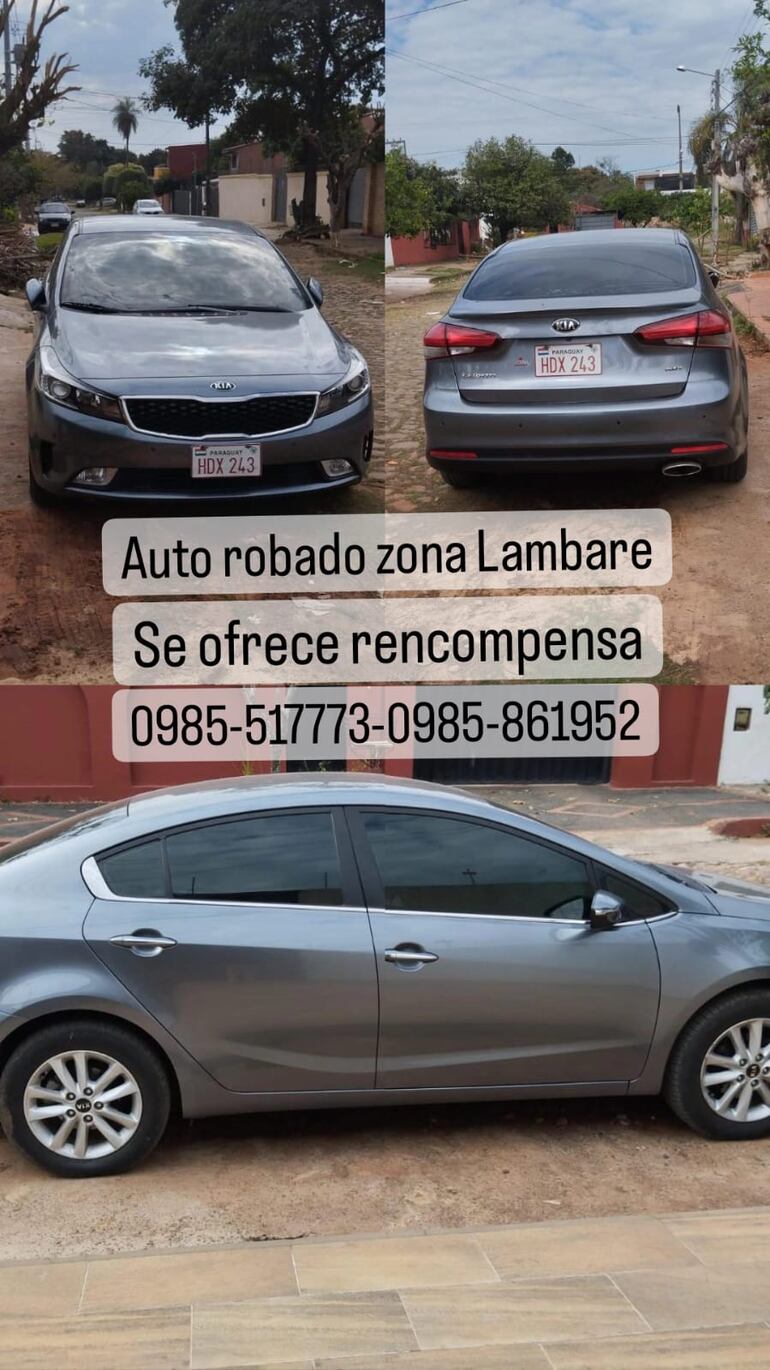 Mujer asaltada busca información sobre su auto.