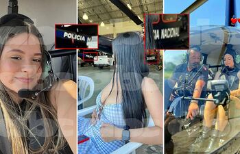 Algunas de las imágenes de la sesión de fotos de las supuestas modelos en la Agrupación Aérea de la Policía Nacional.