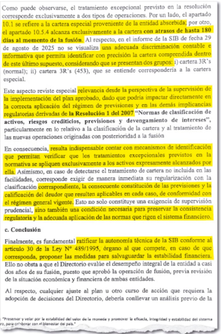 El escrito menciona que no se visualiza una adecuada discriminación  de la cartera morosa.