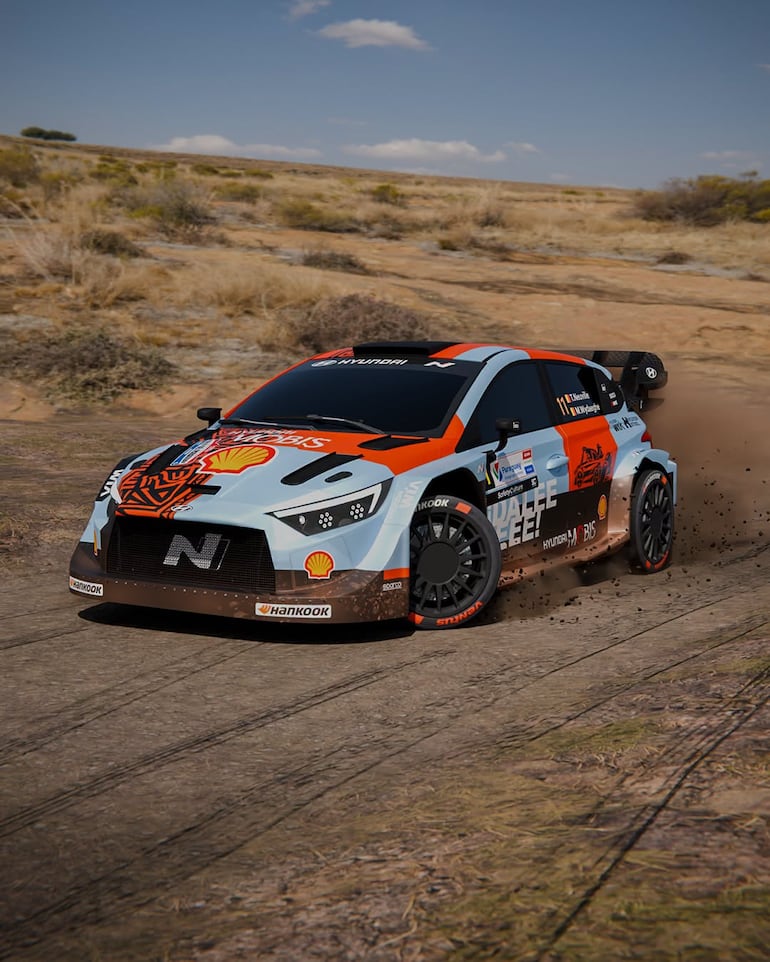 Este será el nuevo livery del Hyundai i20 N Rally1 para los eventos que se llevarán a cabo tanto en Paraguay como en Chile.