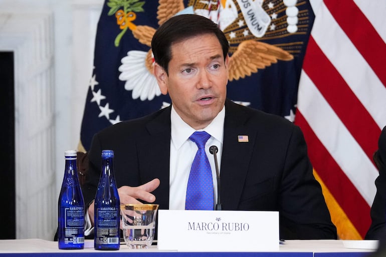 El secretario de Estado de EE. UU., Marco Rubio, durante una mesa redonda sobre la industria minera estadounidense.