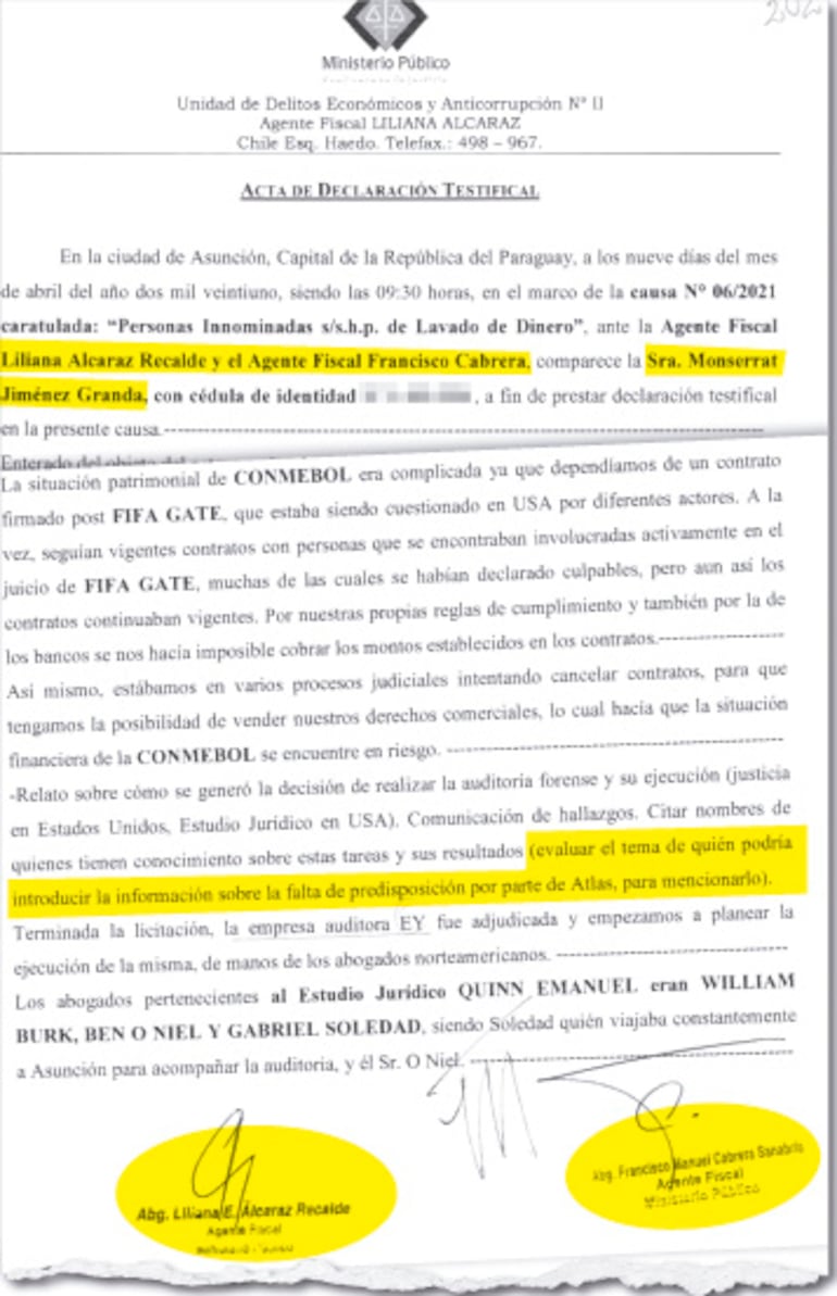 Declaración testifical de Monserrat Jiménez, primera prueba de toda esta orquestación judicial.