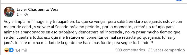La publicación de Vera tiene más de mil reacciones de "me divierte" en Facebook.