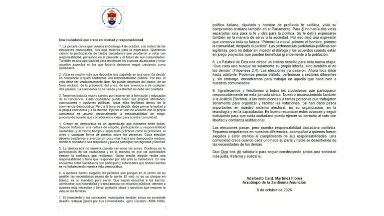 Un mandato para servir al bien común: “El voto no es un cheque en blanco”