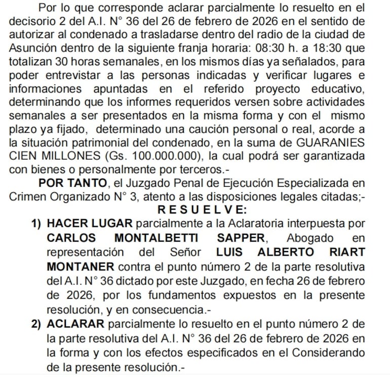 Fianza de Luis Riart