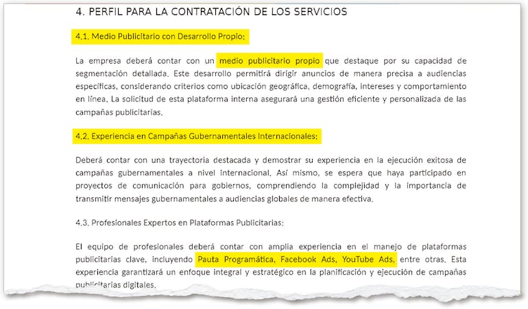 En los términos requirieron explícitamente que el oferente cuente con un “medio publicitario propio” que “destaque por su capacidad de segmentación detallada”.