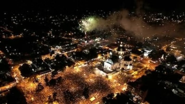 Vista aérea de la Basílica de Caacupé, corazón de la fe mariana del Paraguay.