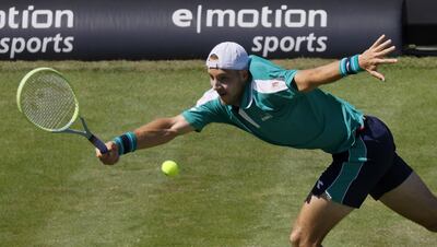 Jan-Lennard Struff of Germany in action during his first round match against Zhizhen Zhang of China at the ATP Boss Open tennis tournament in Stuttgart, Germany, 13 June 2023. (Tenis, Alemania)