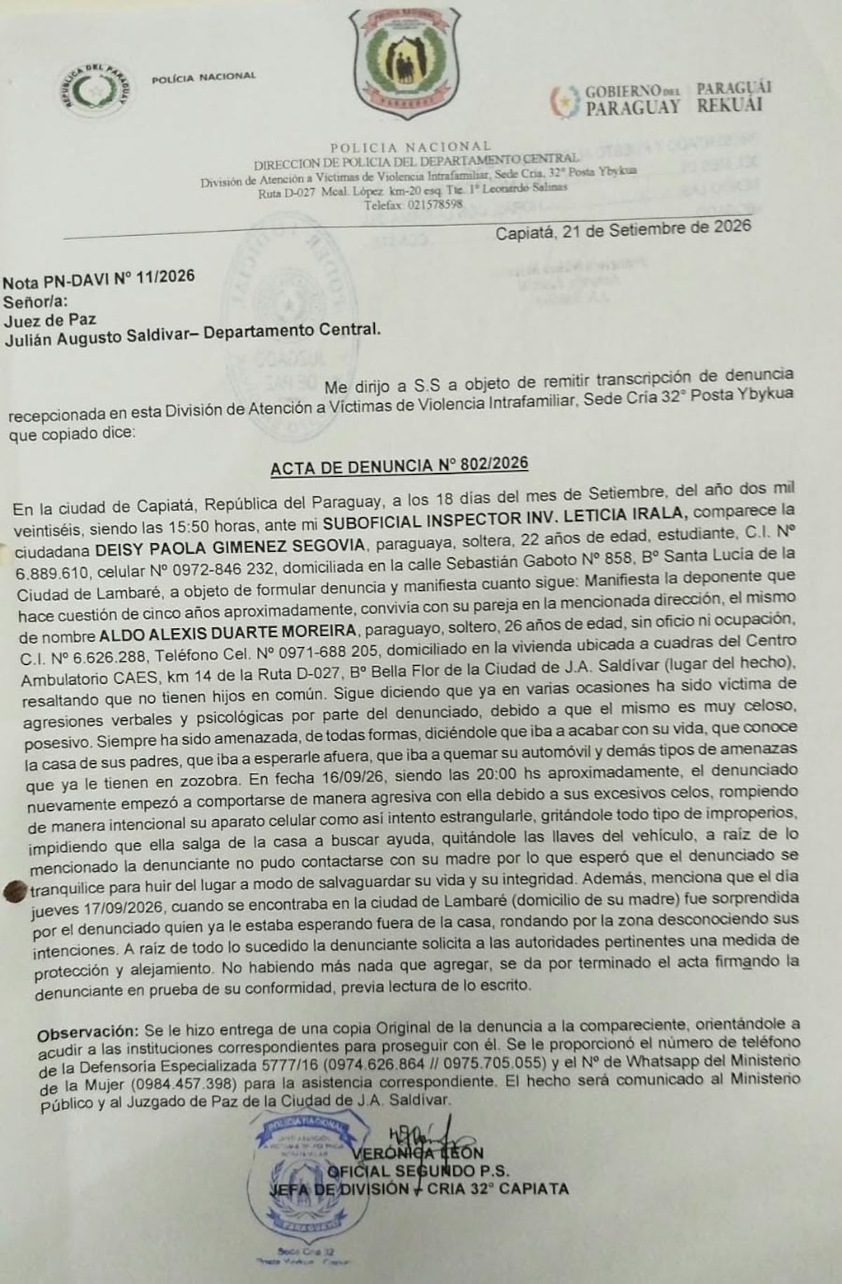 Deisy alertó que su agresor seguía hostigándola, pero juzgado no tramitó aviso a la Fiscalía