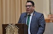 (ARCHIVO) El Fiscal General de Bolivia, Roger Mariaca, pronuncia un discurso tras prestar juramento en la sede de la Vicepresidencia en La Paz, Bolivia, el 22 de octubre de 2024.