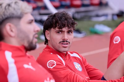 Maurício Magalhães Prado, jugador de la selección de Paraguay, en el entrenamiento de la Albirroja en el estadio del Panionos FC, en Atenas, Grecia.