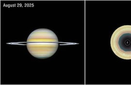 Un equipo de investigadores españoles descubrió en las nubes del hemisferio sur de Saturno una estructura en forma de decágono, frente a la ya conocida formación hexagonal hallada en su polo norte, gracias a un estudio apoyado en las imágenes obtenidas por el telescopio Hubble y una amplia red de astrónomos aficionados.