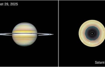 Un equipo de investigadores españoles descubrió en las nubes del hemisferio sur de Saturno una estructura en forma de decágono, frente a la ya conocida formación hexagonal hallada en su polo norte, gracias a un estudio apoyado en las imágenes obtenidas por el telescopio Hubble y una amplia red de astrónomos aficionados.