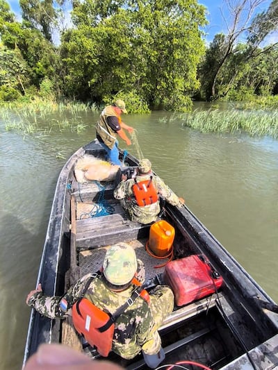 Un operativo conjunto entre el Mades y la Prefectura Naval permitió incautar elementos de pesca prohibidos y liberar peces atrapados en las redes.