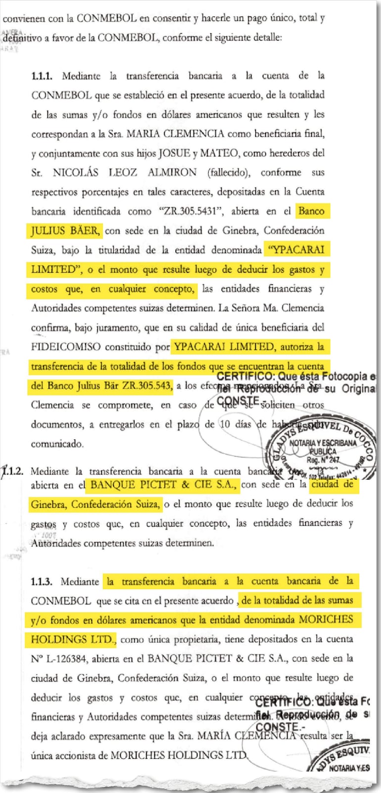 Sobre  los bancos suizos no hay  monto específico, pero, según la entidad, recibió  US$ 35 millones.
