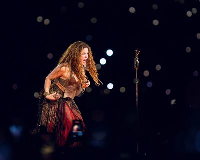 Shakira en pleno concierto, la noche del viernes en el Estadio La Nueva Olla.