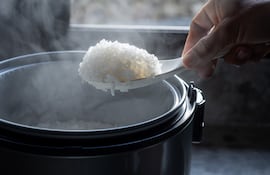 Concepto de cocción de arroz.