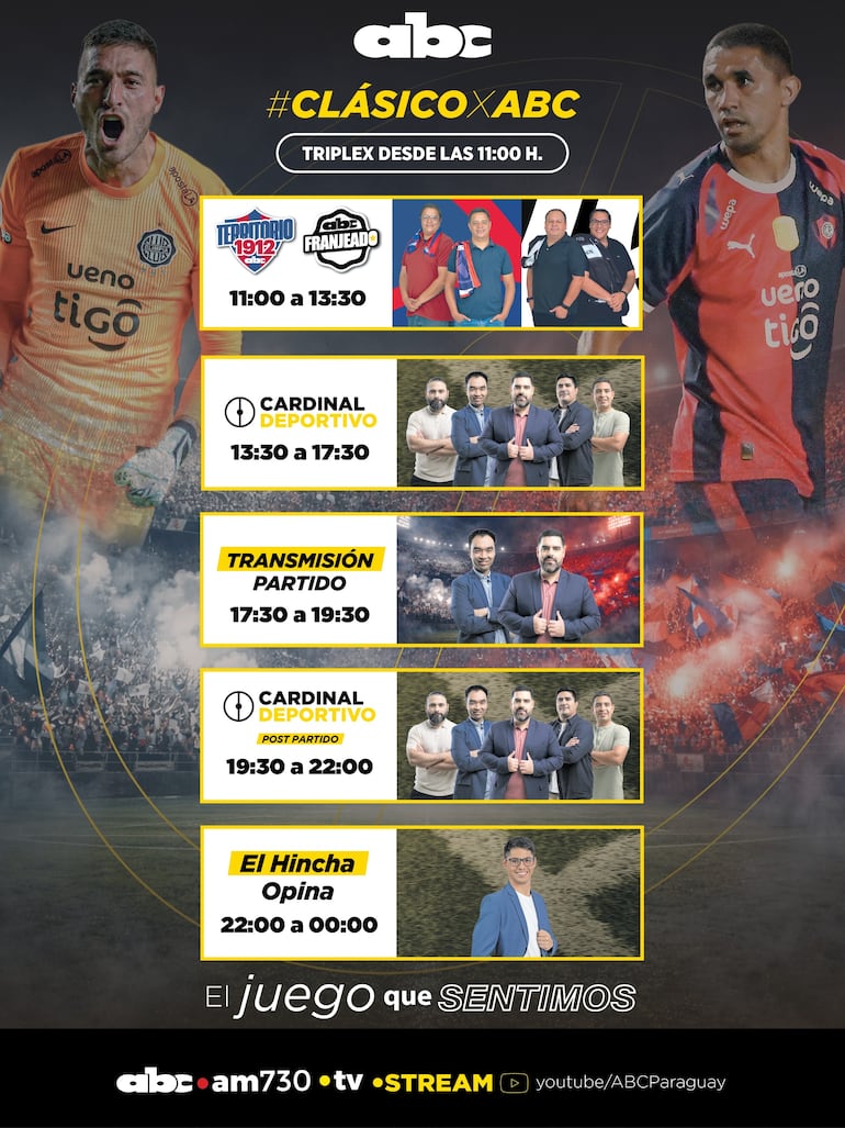 Olimpia vs. Cerro Porteño, por ABC Cardinal 730 AM y ABC Paraguay en Youtube.