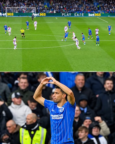 Composición gráfica de la Premier League sobre el tanto de Diego Alexander Gómez, en la goleada del Brighton sobre el Crystal Palace 5-0, por la Premier League.