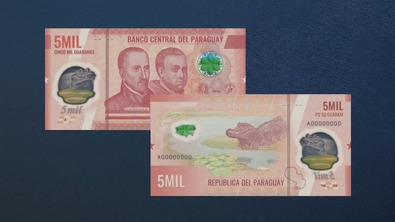 Nuevos billetes del guaraní. 5 mil guaraníes.