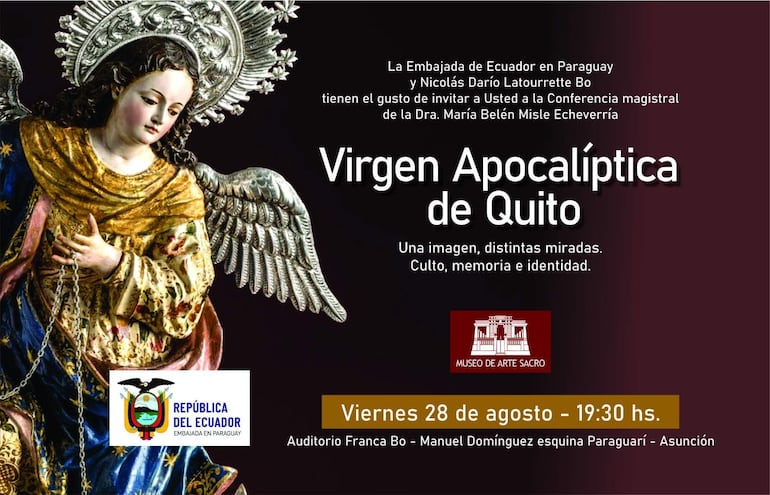 Invitación a la charla sobre la Virgen Apocalíptica de Quito.