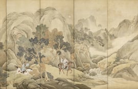 "Xiao He persiguiendo a Han Xin", pintura de Yosa Buson (Museo de Arte de Nomura).