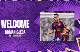 Con esta imagen, el Orlando City SC anunció la llegada del volante paraguayo, Braian Ojeda, procedente del Real Salt Lake.