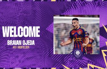 Con esta imagen, el Orlando City SC anunció la llegada del volante paraguayo, Braian Ojeda, procedente del Real Salt Lake.