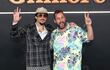 Bad Bunny y Adam Sandler, juntos en el estreno de “Happy Gilmore 2” de Netflix. (Jamie McCarthy/Getty Images/AFP)
