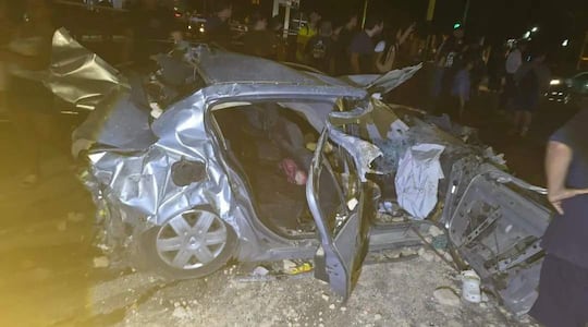 Así quedó uno de los vehículos involucrados en el accidente registrado en Pedrozo.