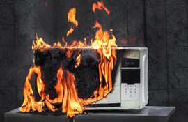 Microondas en llamas