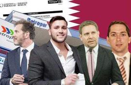 Alejandro Domínguez (p); Alejandro Domínguez Pérez, representante de Doha Holding; Eddie Jara, presidente de Petropar; y Julio Jiménez, asesor jurídico de la firma catarí (i a d).